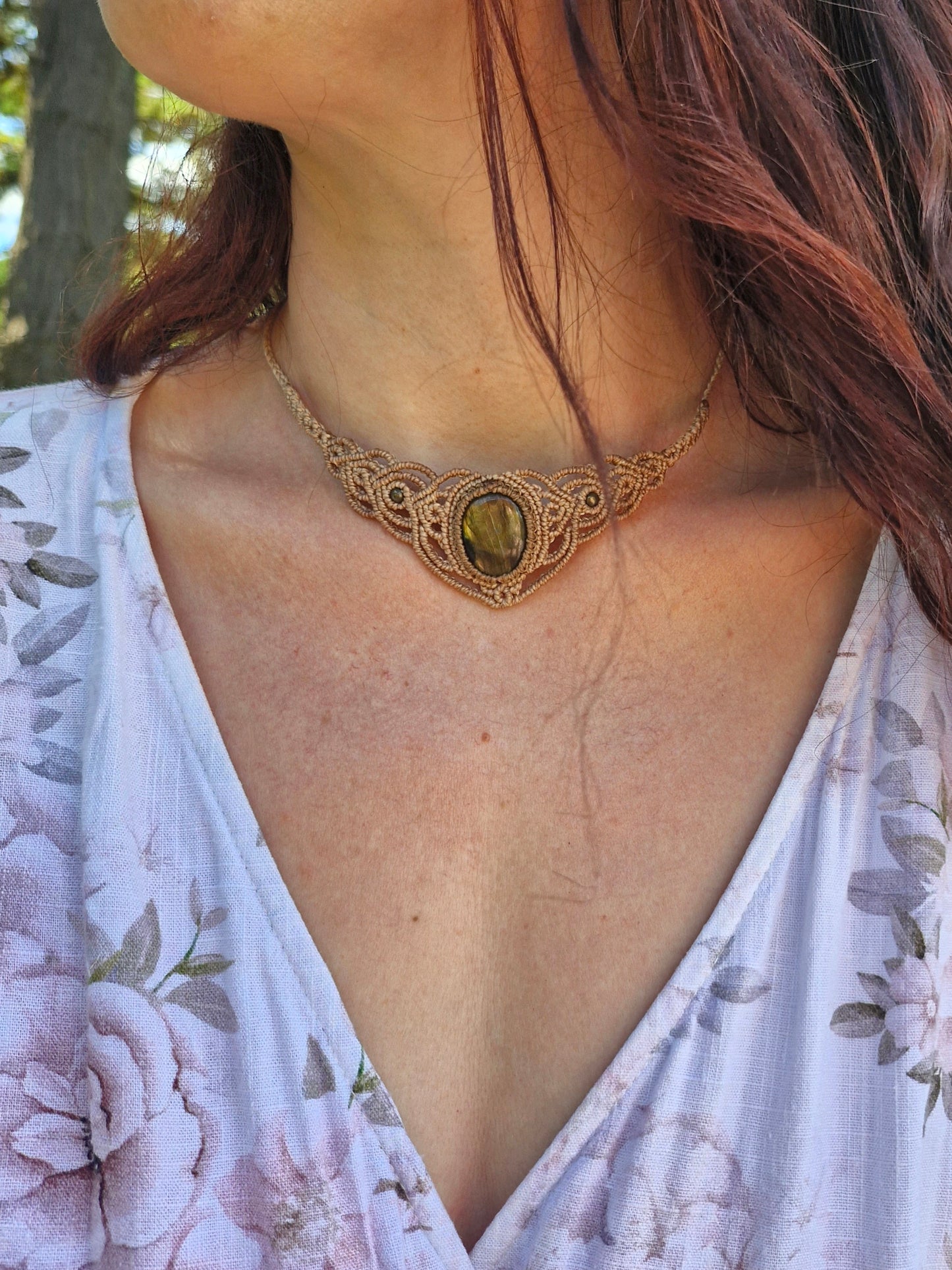 Labradorite Gold Energy Necklace Choker