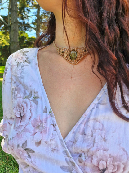 Labradorite Gold Energy Necklace Choker