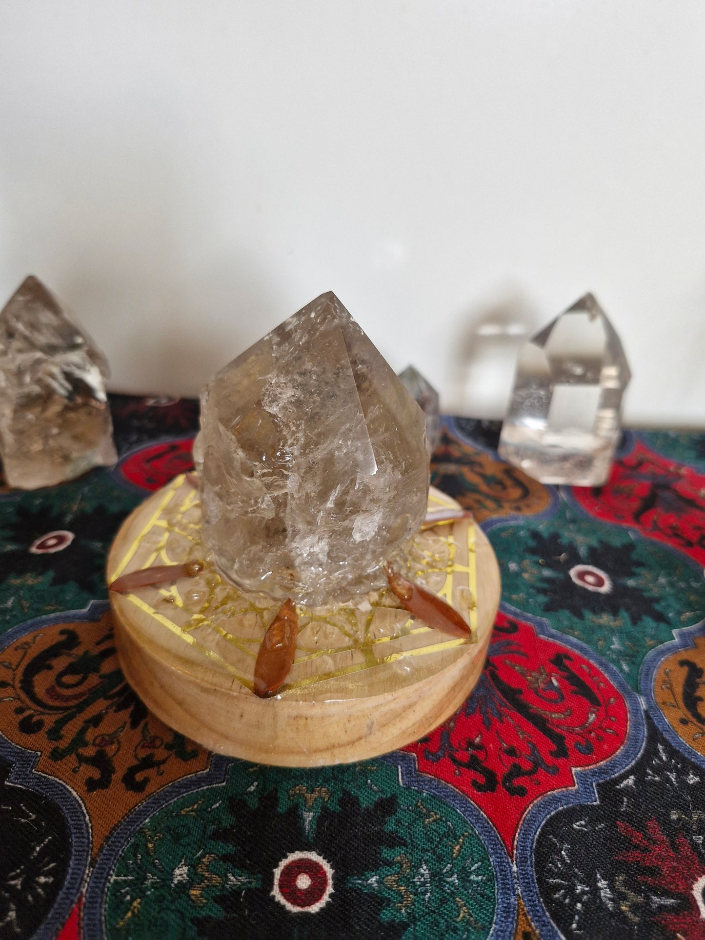 Smokey Quartz and Kauri leaf Lamp