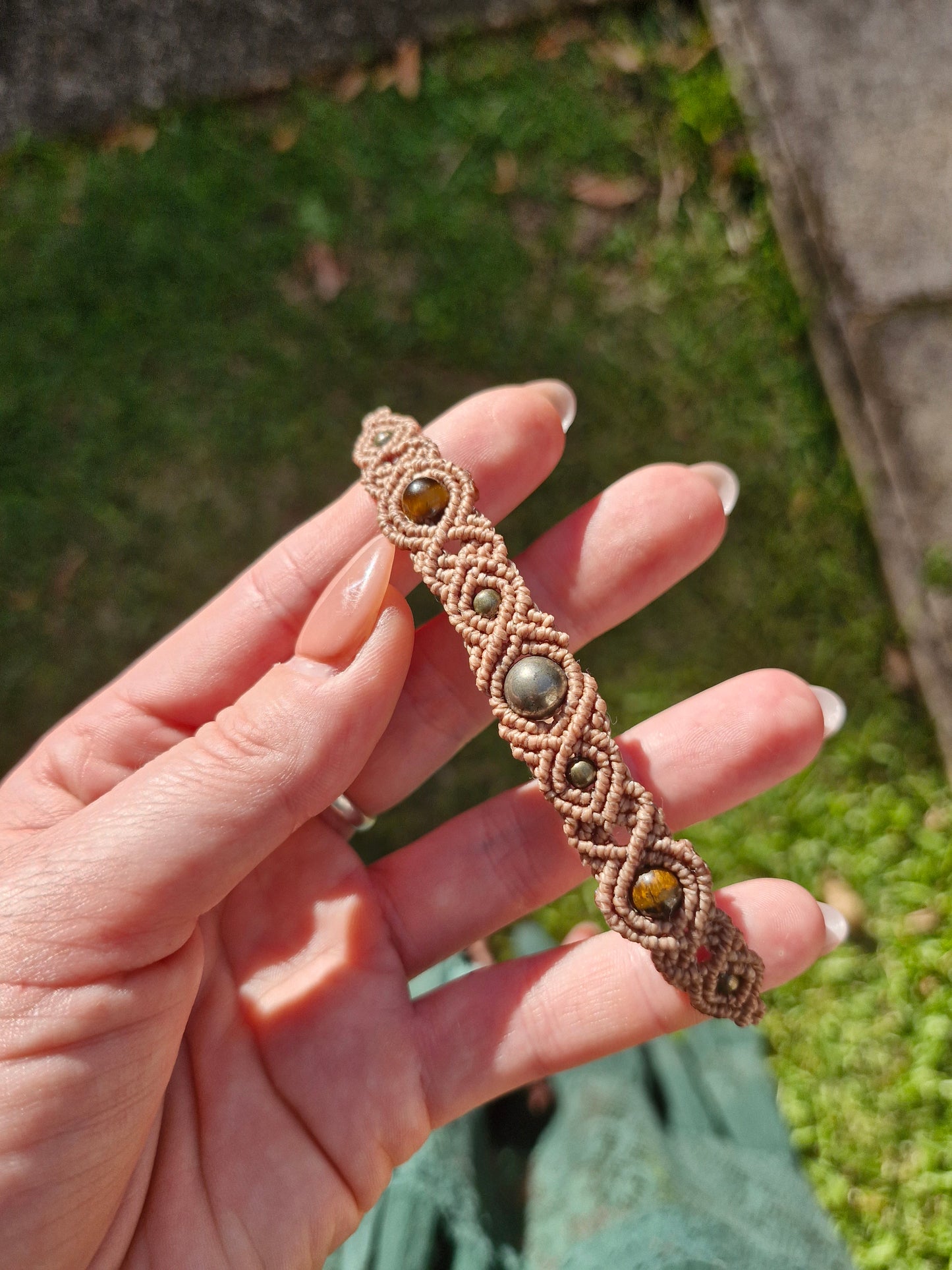 Tigers Eye and Pyrite - Manifestation. Crystal Friendship bracelet, anklet