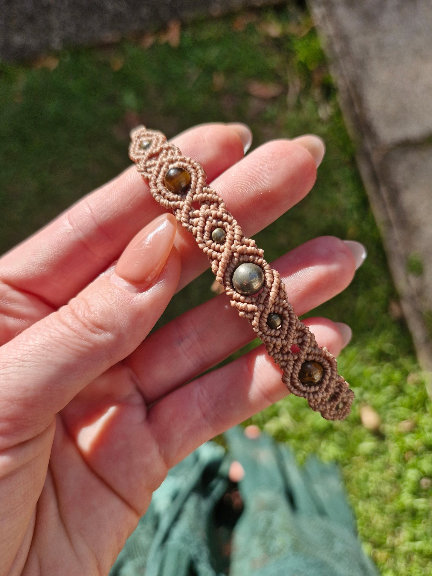 Tigers Eye and Pyrite - Manifestation. Crystal Friendship bracelet, anklet