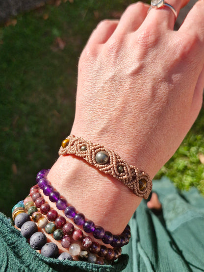 Tigers Eye and Pyrite - Manifestation. Crystal Friendship bracelet, anklet