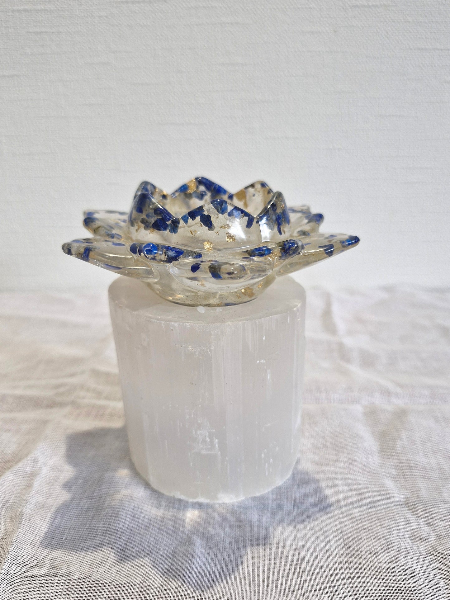 Lapis Lazuli - Lotus Crystal Candle holder - tea light