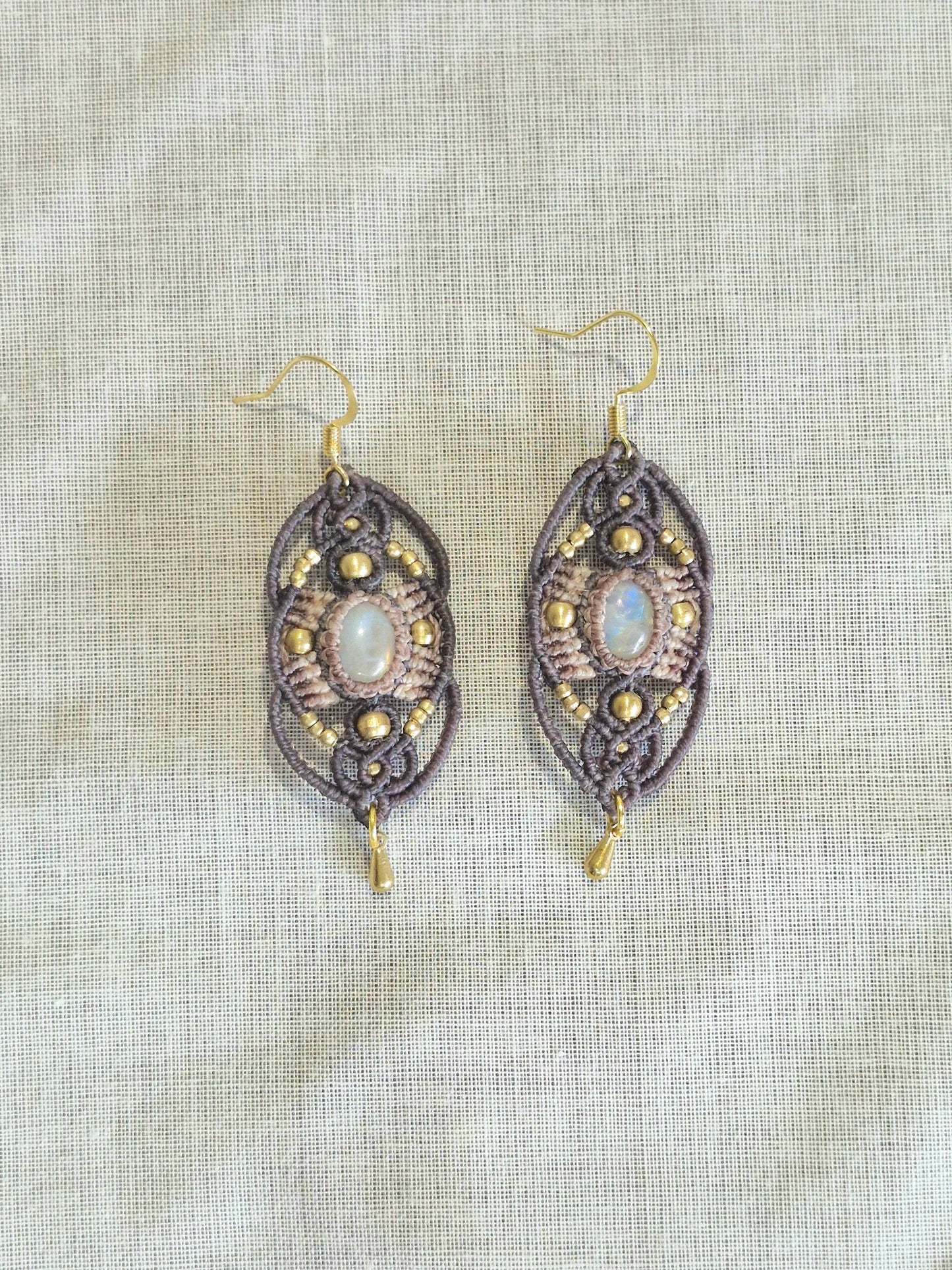 Moonstone Vesica Piscis Earrings