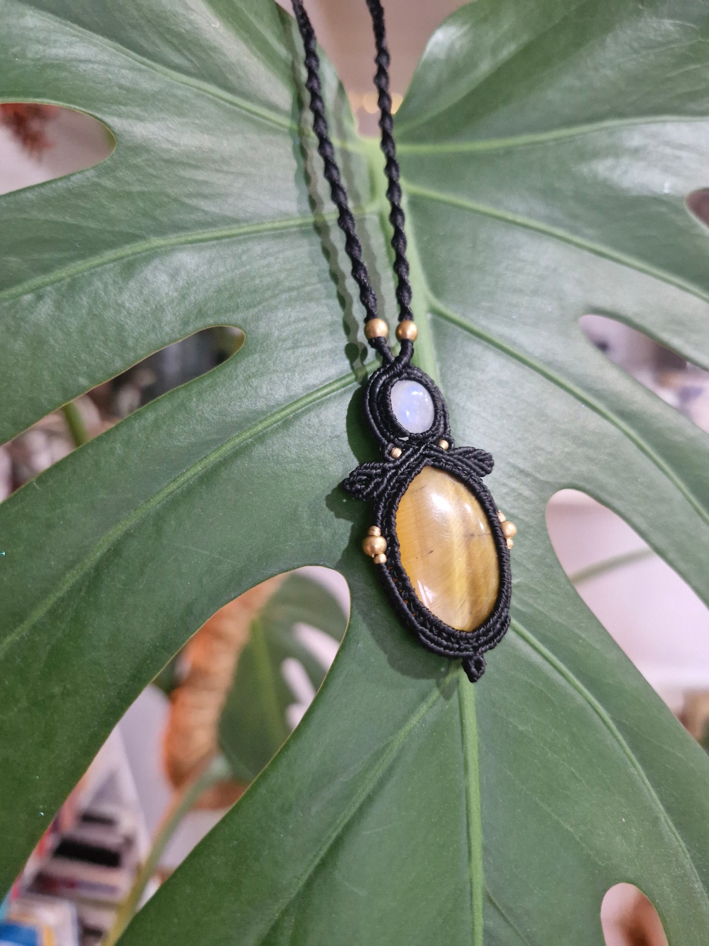 Tigers Eye and Moonstone Pendant