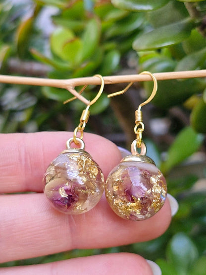 Natural Floral Earrings with gold