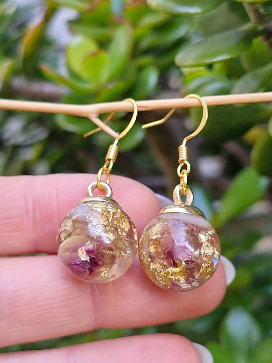 Natural Floral Earrings with gold