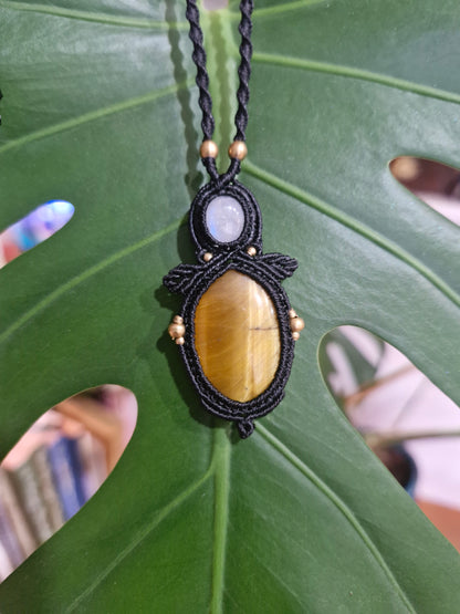 Tigers Eye and Moonstone Pendant