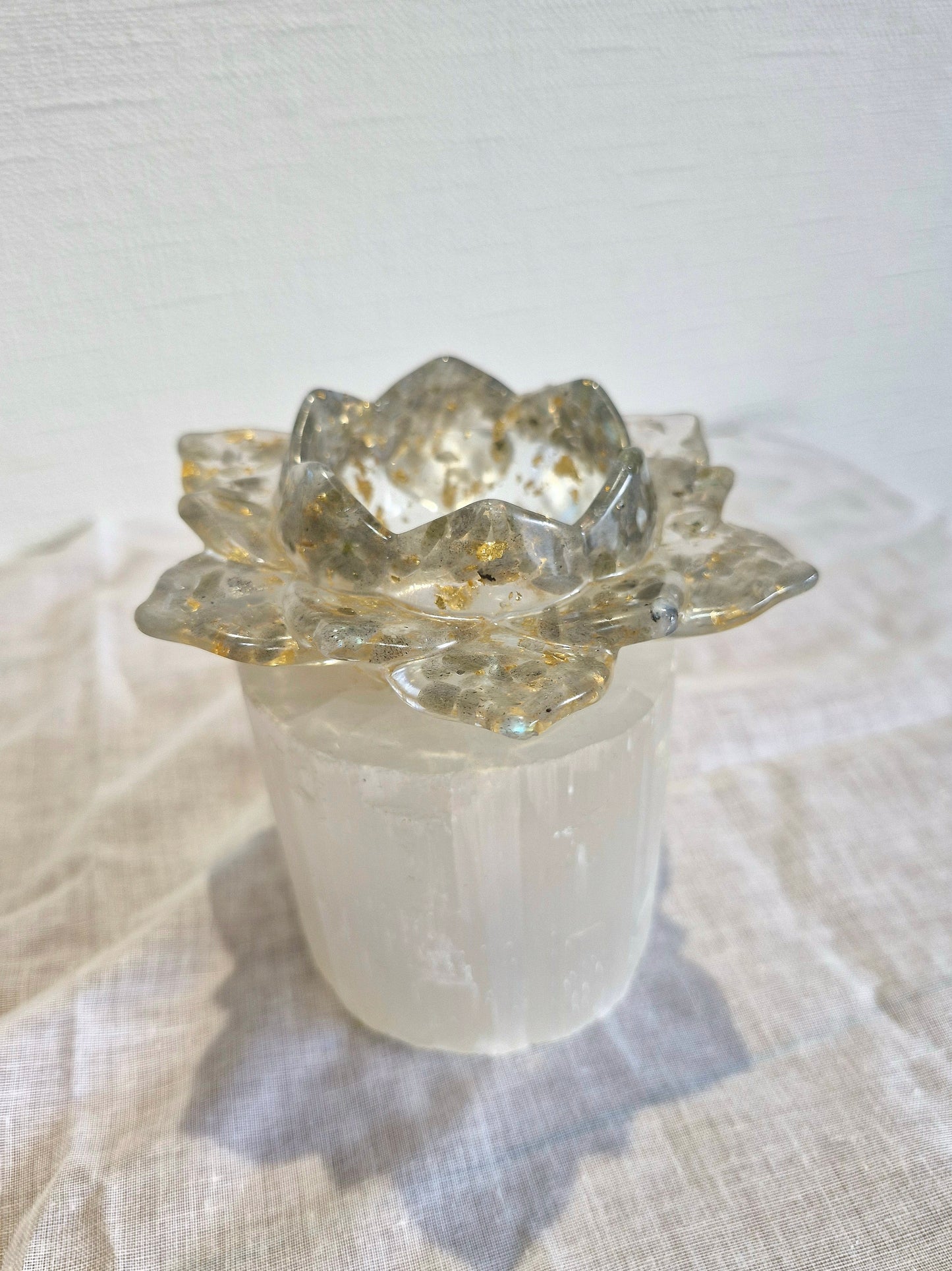 Labradorite Lotus Crystal Candle holder