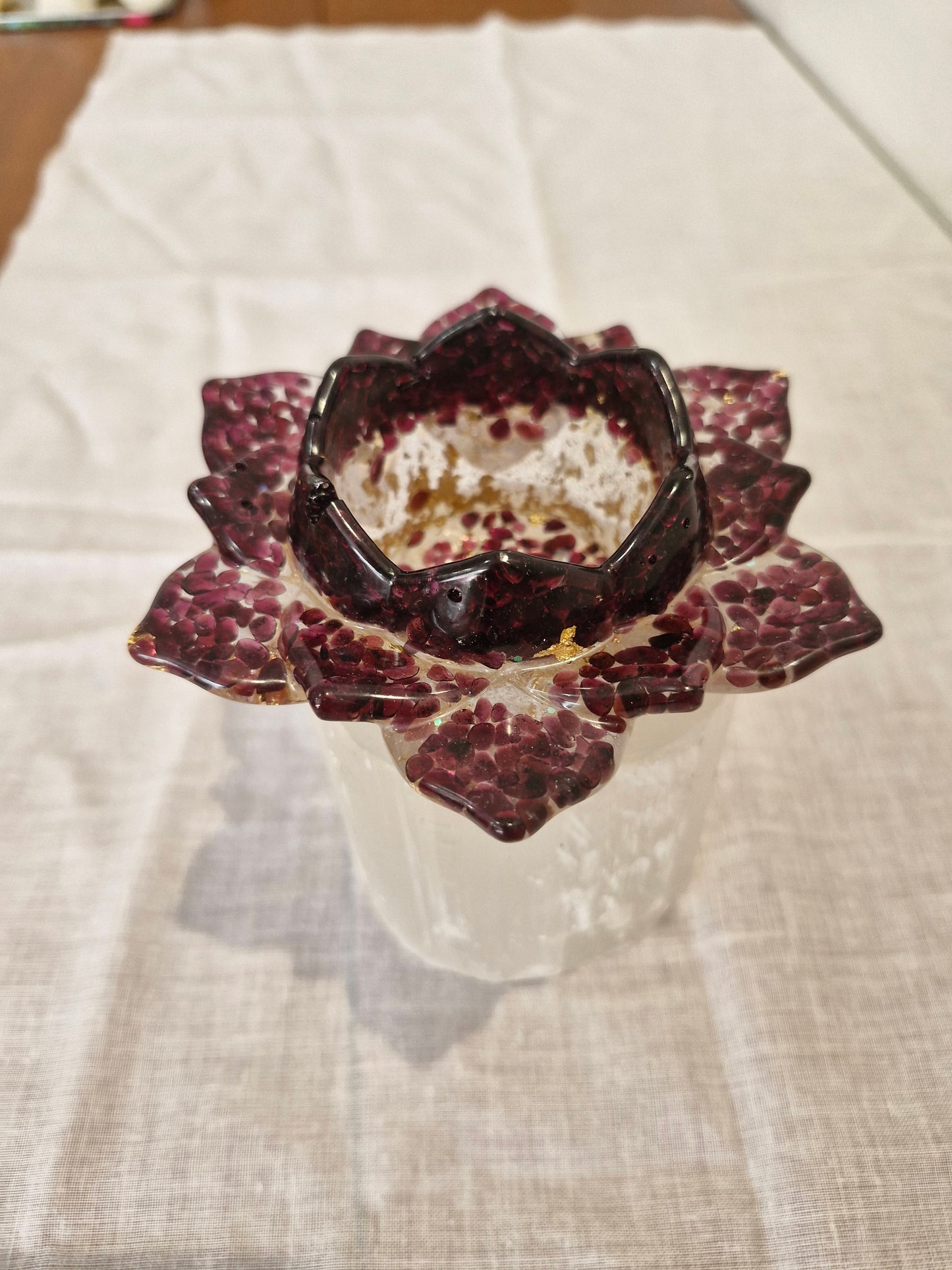 Garnet Lotus Crystal Candle holder