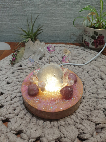 Clear Quartz flower Garden Lamp