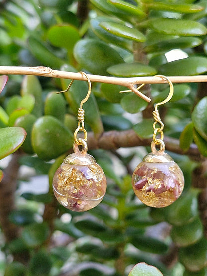 Natural Floral Earrings with gold