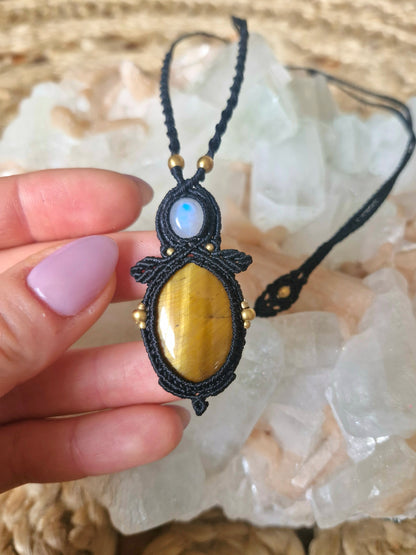 Tigers Eye and Moonstone Pendant