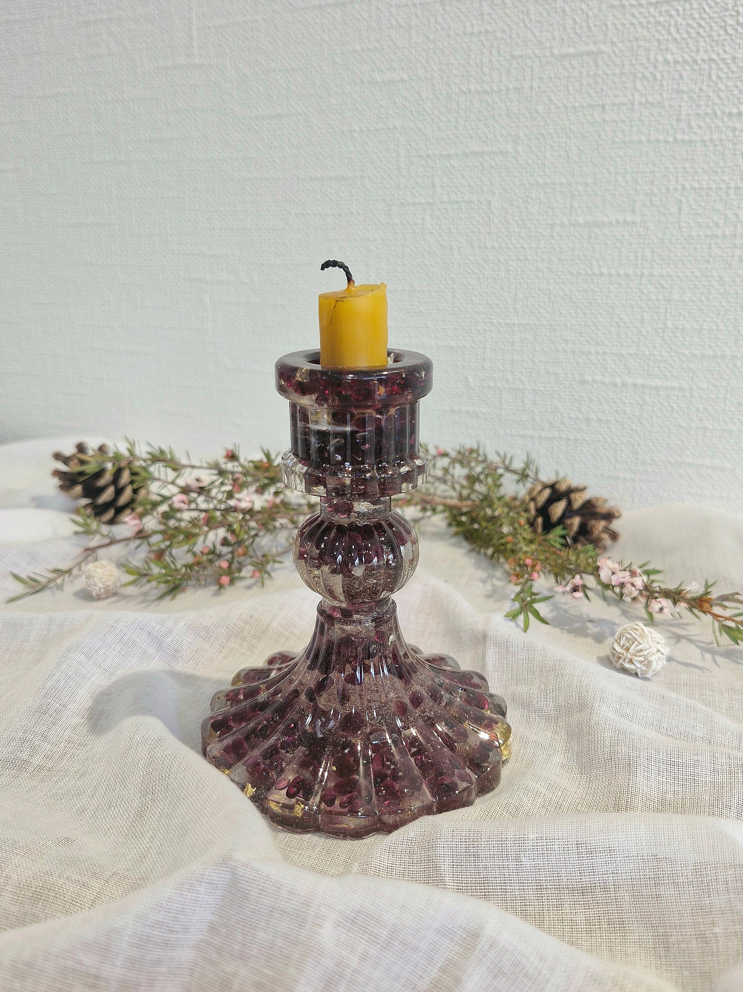 Garnet - Tall Crystal Candle holder