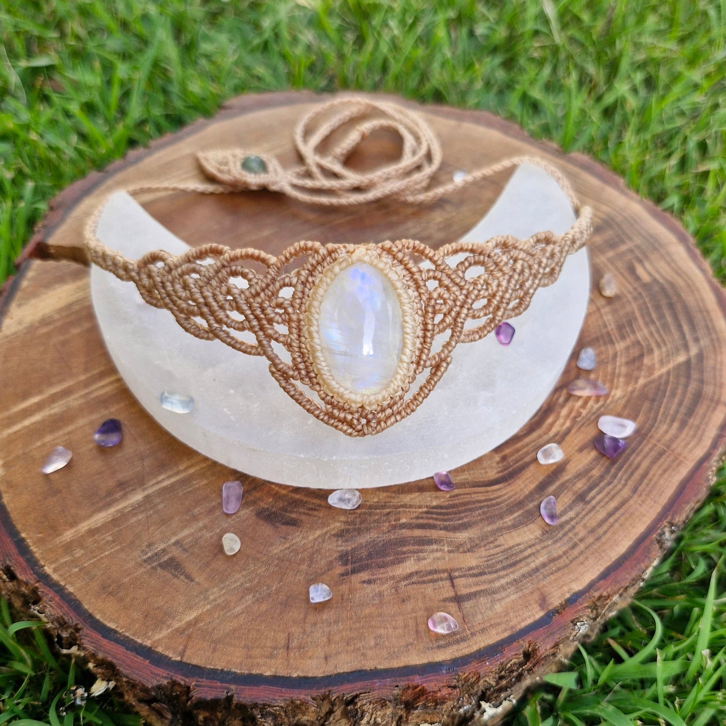 Rainbow Moonstone Choker Necklace