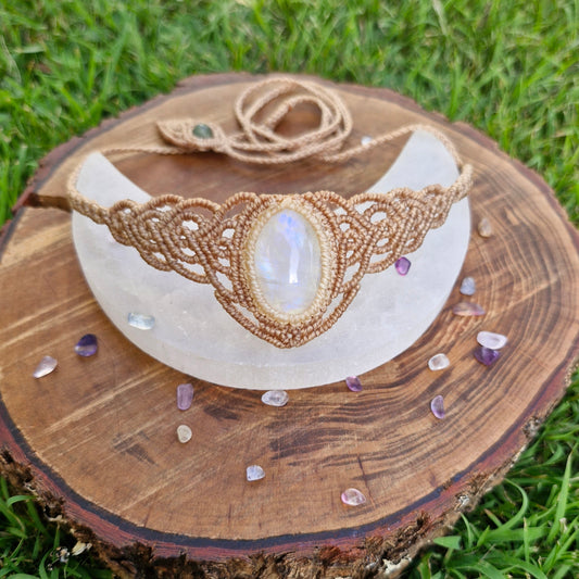 Rainbow Moonstone Choker Necklace