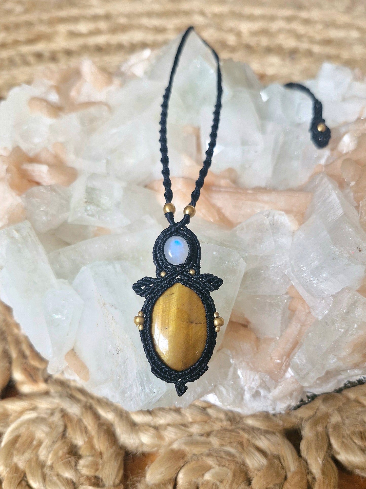 Tigers Eye and Moonstone Pendant