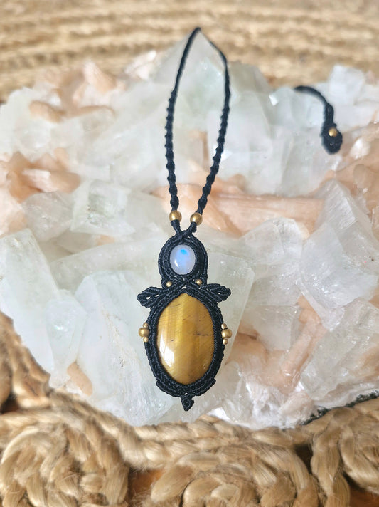 Tigers Eye and Moonstone Pendant