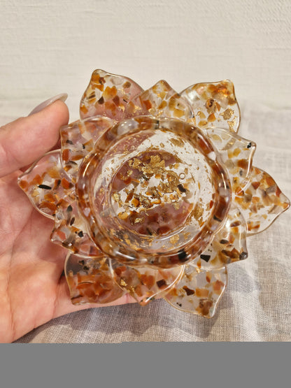 Carnelian Lotus Crystal Candle holder