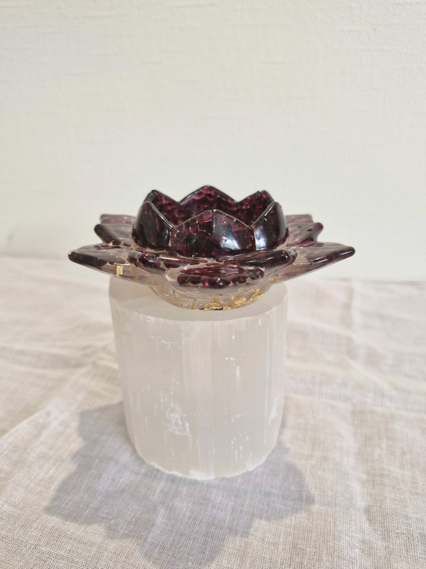 Garnet Lotus Crystal Candle holder