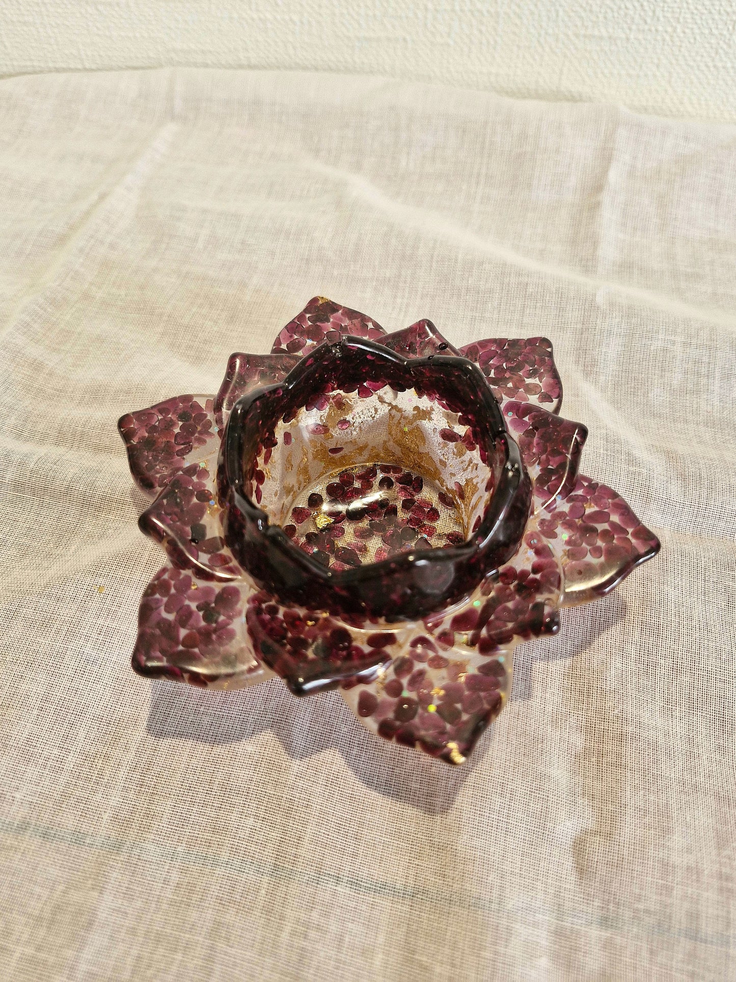 Garnet Lotus Crystal Candle holder