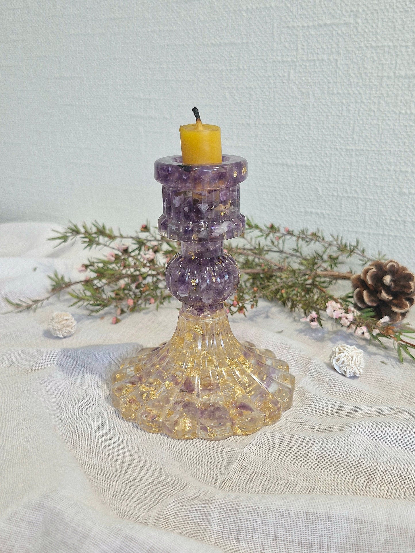 Amethyst - Tall Crystal Candle holder