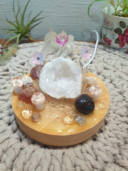 Clear Quartz Geode Lamp