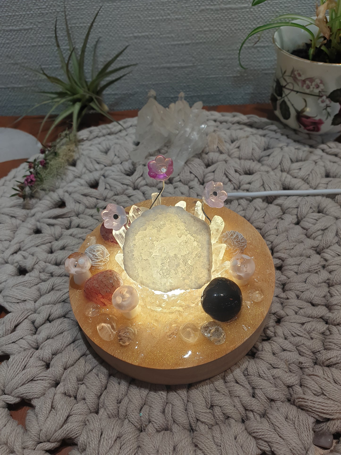 Clear Quartz Geode Lamp