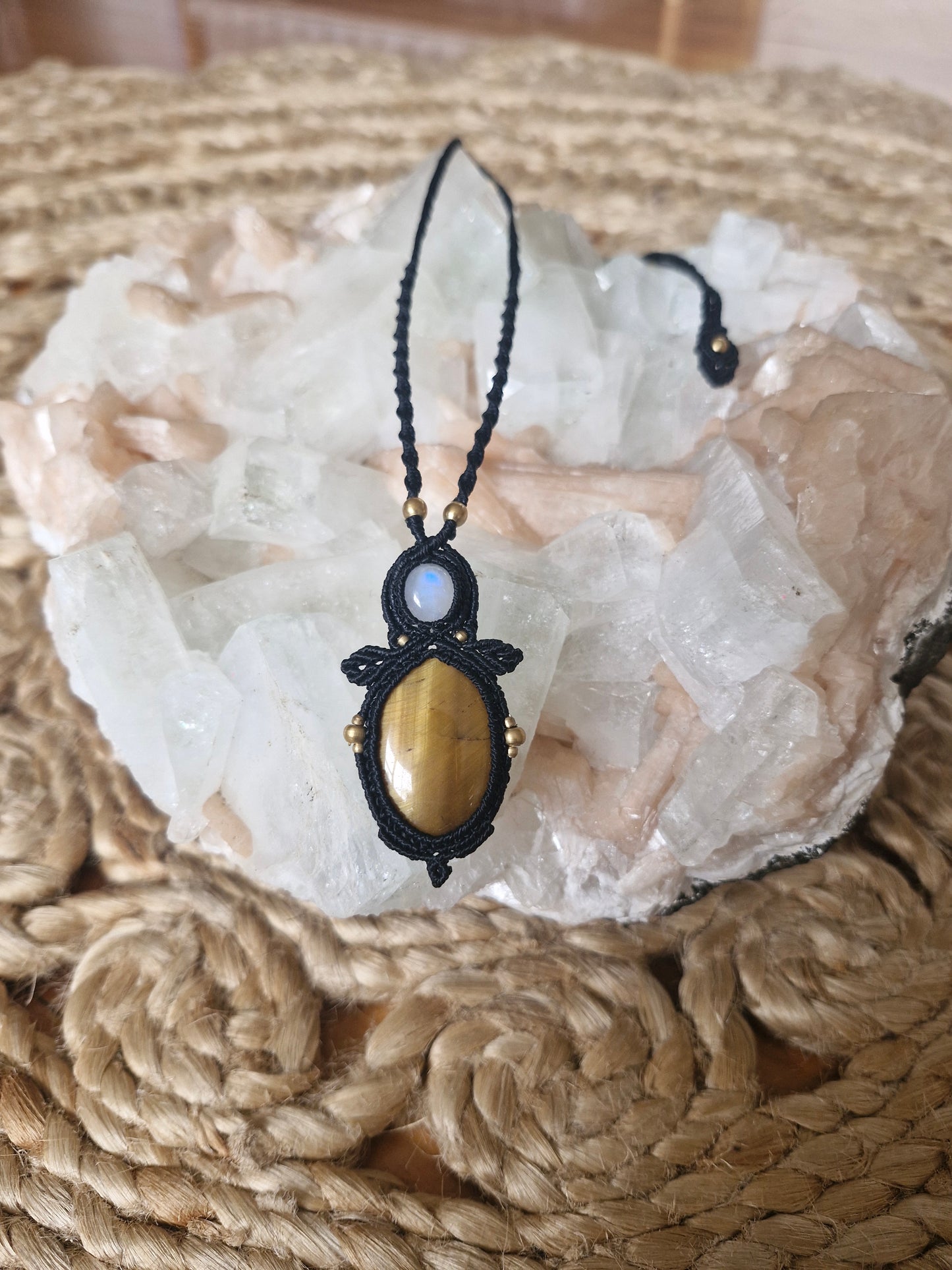 Tigers Eye and Moonstone Pendant