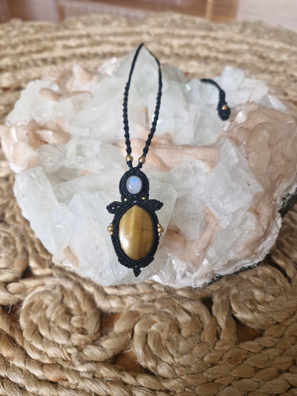 Tigers Eye and Moonstone Pendant